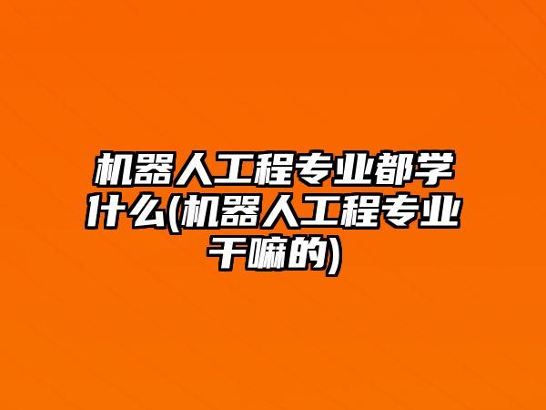 機(jī)器人工程專業(yè)都學(xué)什么(機(jī)器人工程專業(yè)干嘛的)