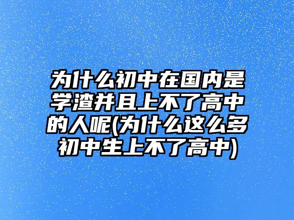 為什么初中在國內(nèi)是學渣并且上不了高中的人呢(為什么這么多初中生上不了高中)