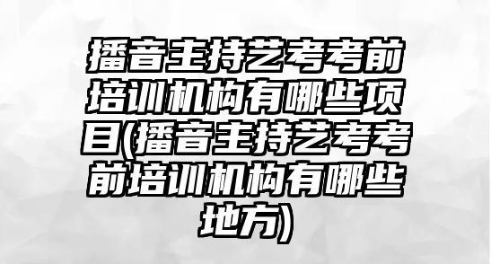 播音主持藝考考前培訓(xùn)機(jī)構(gòu)有哪些項(xiàng)目(播音主持藝考考前培訓(xùn)機(jī)構(gòu)有哪些地方)