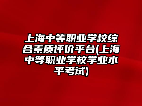 上海中等職業(yè)學(xué)校綜合素質(zhì)評價平臺(上海中等職業(yè)學(xué)校學(xué)業(yè)水平考試)