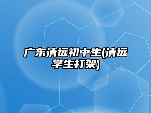 廣東清遠初中生(清遠學生打架)