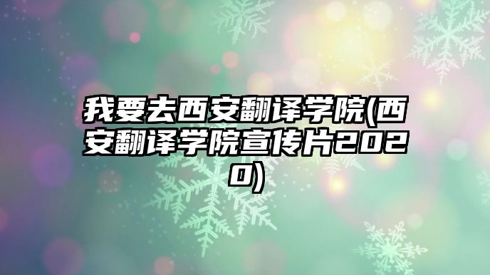 我要去西安翻譯學(xué)院(西安翻譯學(xué)院宣傳片2020)