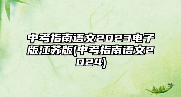 中考指南語文2023電子版江蘇版(中考指南語文2024)