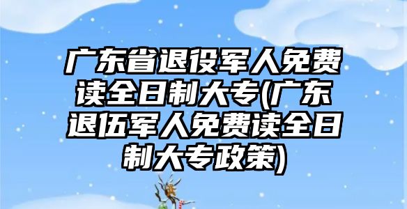 廣東省退役軍人免費(fèi)讀全日制大專(廣東退伍軍人免費(fèi)讀全日制大專政策)