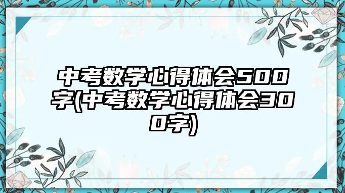 中考數(shù)學心得體會500字(中考數(shù)學心得體會300字)