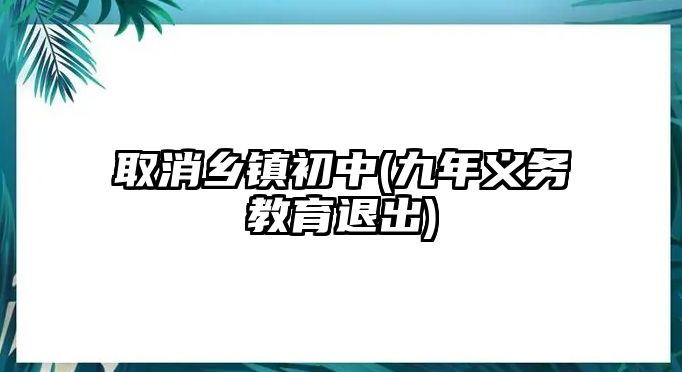 取消鄉(xiāng)鎮(zhèn)初中(九年義務(wù)教育退出)