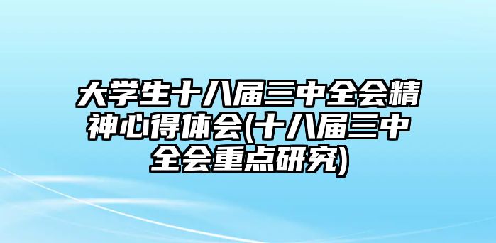 大學(xué)生十八屆三中全會精神心得體會(十八屆三中全會重點研究)