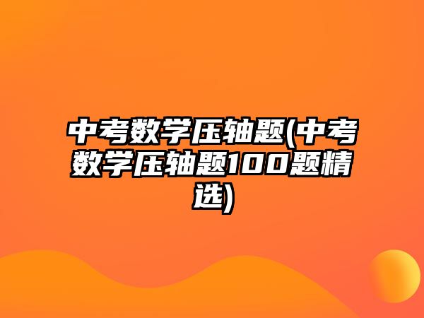 中考數(shù)學(xué)壓軸題(中考數(shù)學(xué)壓軸題100題精選)