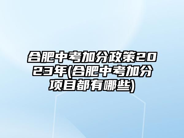 合肥中考加分政策2023年(合肥中考加分項目都有哪些)