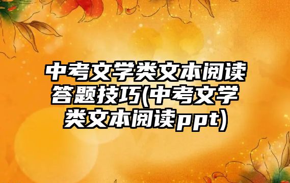 中考文學類文本閱讀答題技巧(中考文學類文本閱讀ppt)