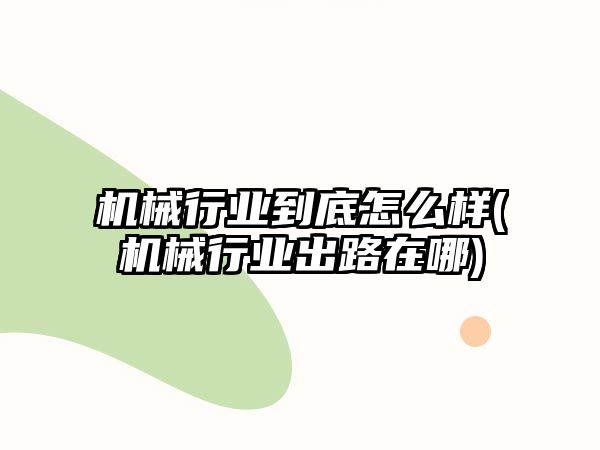 機(jī)械行業(yè)到底怎么樣(機(jī)械行業(yè)出路在哪)