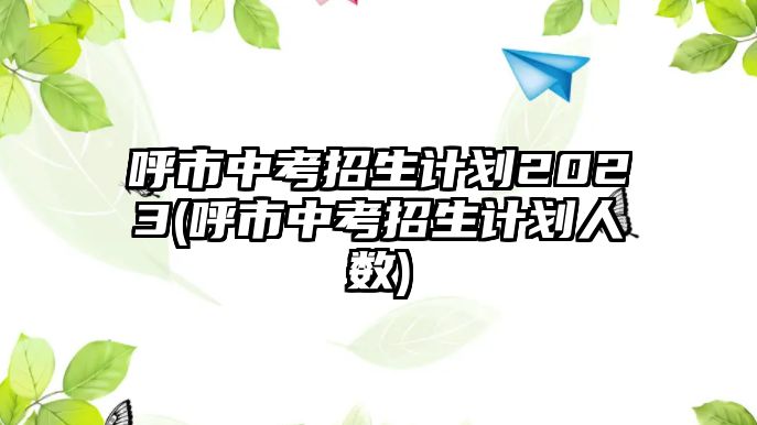 呼市中考招生計(jì)劃2023(呼市中考招生計(jì)劃人數(shù))