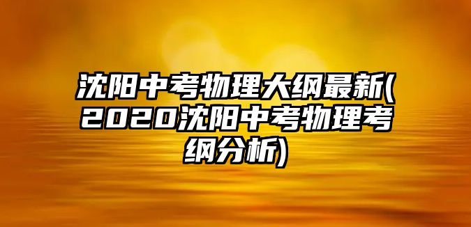 沈陽(yáng)中考物理大綱最新(2020沈陽(yáng)中考物理考綱分析)