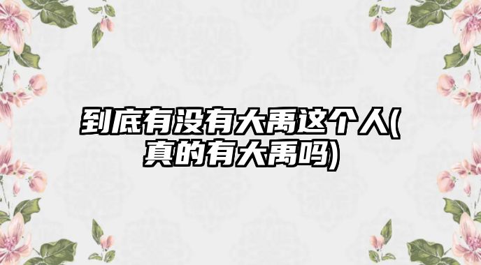 到底有沒(méi)有大禹這個(gè)人(真的有大禹嗎)