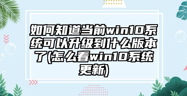 如何知道當前win10系統(tǒng)可以升級到什么版本了(怎么看win10系統(tǒng)更新)