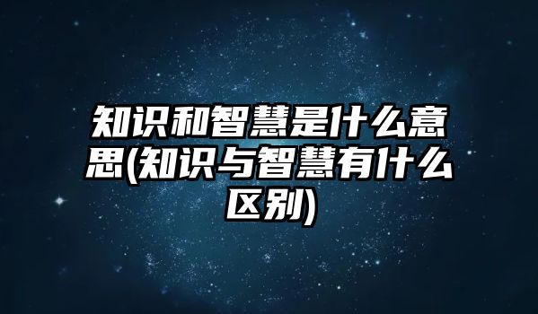 知識和智慧是什么意思(知識與智慧有什么區(qū)別)