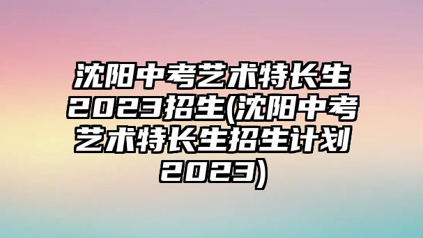 沈陽中考藝術(shù)特長生2023招生(沈陽中考藝術(shù)特長生招生計劃2023)