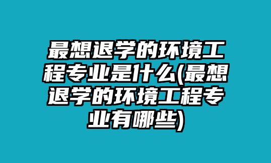 最想退學的環(huán)境工程專業(yè)是什么(最想退學的環(huán)境工程專業(yè)有哪些)