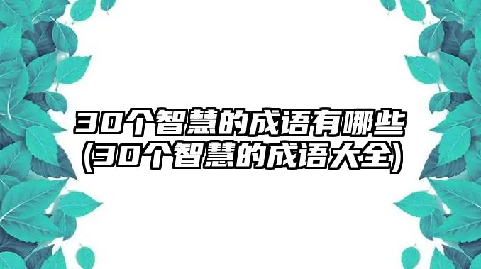 30個(gè)智慧的成語有哪些(30個(gè)智慧的成語大全)