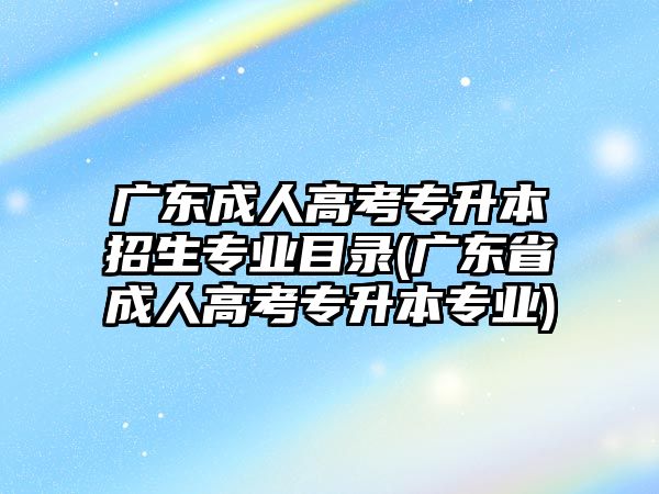 廣東成人高考專升本招生專業(yè)目錄(廣東省成人高考專升本專業(yè))