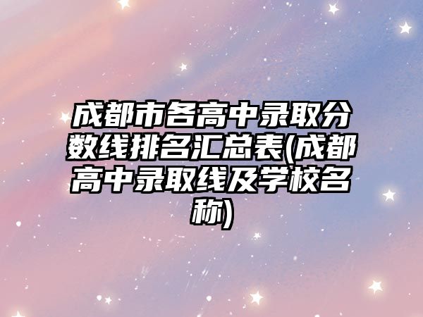 成都市各高中錄取分?jǐn)?shù)線排名匯總表(成都高中錄取線及學(xué)校名稱)